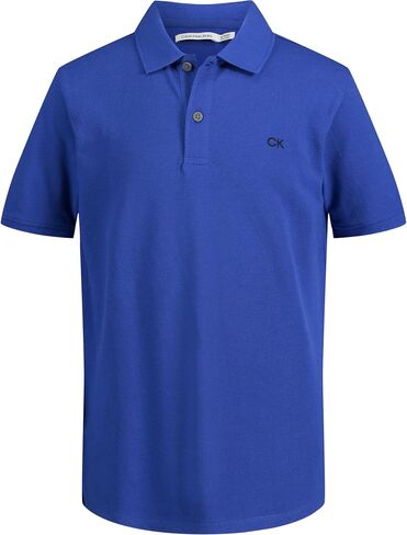 Calvin Klein Boys' Short Sleeve Micro Pique Solid Polo, Button Closure, Soft & Comfortable in Saudi Arabia