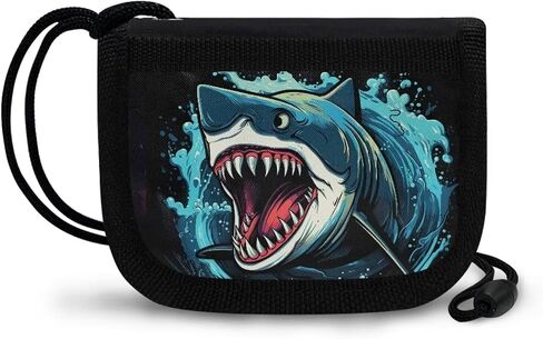 Cozeyat Cool Shark Kids Wallets for Boys Ages 4-18, Toddler/Youth Wallet for Boys with Zippered Coin Pocket and Card Holders, Novelty Wallet for Childrens Birthday Gifts in Kuwait