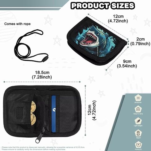 Cozeyat Cool Shark Kids Wallets for Boys Ages 4-18, Toddler/Youth Wallet for Boys with Zippered Coin Pocket and Card Holders, Novelty Wallet for Childrens Birthday Gifts in Kuwait