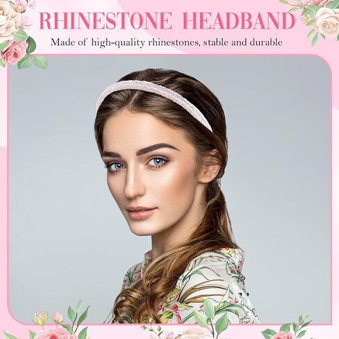 طوق شعر من 4 قطع من حجر الراين، طوق شعر مزدوج الجانب كريستال الماس المقلد، طوق راس رفيع للنساء والفتيات اكسسوارات الشعر in Kuwait