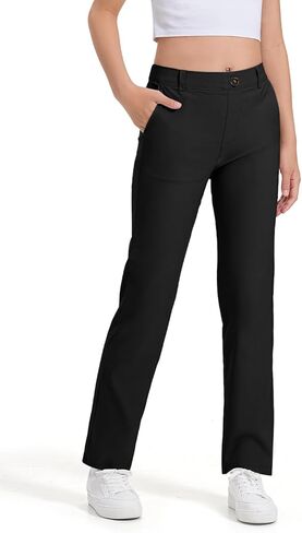 Girls Uniform Pants Kids Dress Pants High Stretchy with Pockets Size 7-14 Years in Kuwait