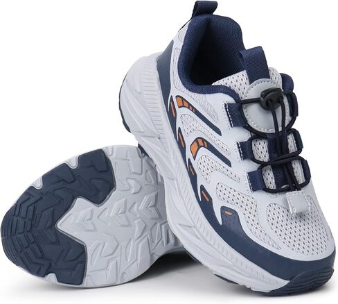 Tobfis Kids Boys Girls Arch Support Bungee Trail Running Tennis المشي لمسافات طويلة الأحذية الرياضية خفيفة الوزن المشي التنفس (طفل صغير/طفل صغير/طفل كبير) in Kuwait