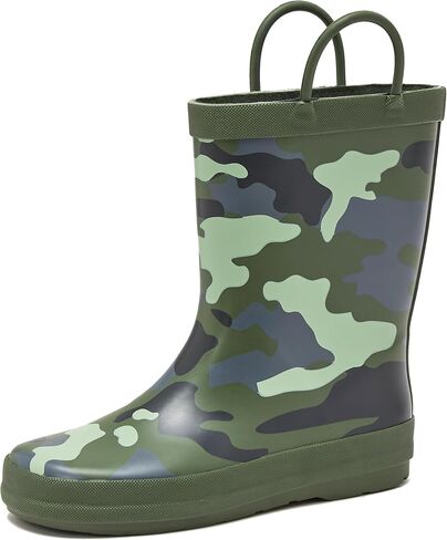 Lands' End Boys and Girls Waterproof Boots Kids and Toddler Rain Boots - Girls and Boys Rubber Rain Boots Kids Size 5 Toddler to 7 Big Kid, Slip On Girls and Boys Rain Boots with Handles in Saudi Arabia