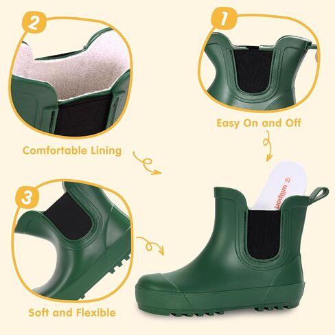 WILLPORT Toddler Rain Boots,Waterproof kids Chelsea Rain Boots for Boys and Girls in Kuwait