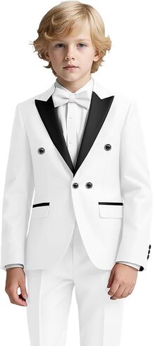 Mage Male Boy'tuxedo Set Peak Lapel Wedding Prom Prom Slim Fit Teens Suit Suit in Kuwait