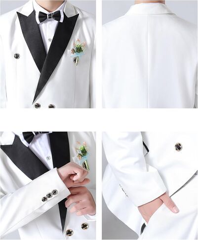 Mage Male Boy'tuxedo Set Peak Lapel Wedding Prom Prom Slim Fit Teens Suit Suit in Kuwait