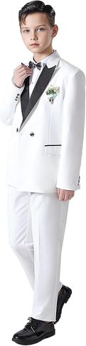 Mage Male Boy'tuxedo Set Peak Lapel Wedding Prom Prom Slim Fit Teens Suit Suit in Kuwait