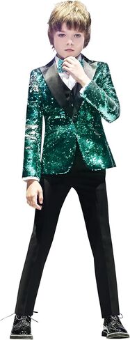 Marvelous World Boys 4-Piece Stylish Formal Tuxedo Suit Set, Suit Jacket, Pants, Vest, and Bow Tie in Kuwait