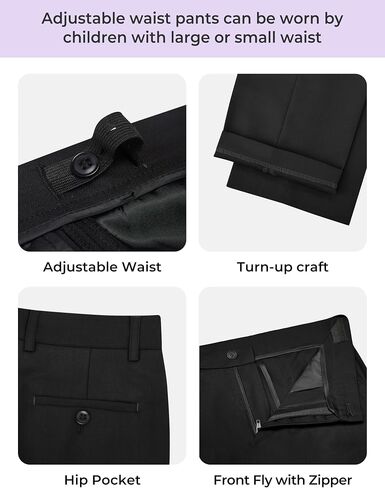 Marvelous World Boys 4-Piece Stylish Formal Tuxedo Suit Set, Suit Jacket, Pants, Vest, and Bow Tie in Kuwait