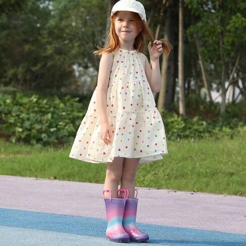 EUXTERPA Toddler Kids Waterproof Light Up Rain Boots Patterns and Glitter Boots with Handles for Boys Girls in Saudi Arabia