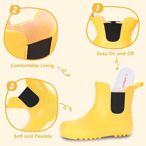 WILLPORT Toddler Rain Boots,Waterproof kids Chelsea Rain Boots for Boys and Girls in Kuwait