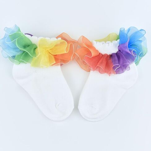 BGFKS Girls Tulle Tulle Rainbow Tutu Skirts ، تنورة فتاة صغيرة مع راجية ، قوس الشعر والجوارب. in Kuwait