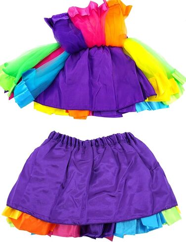BGFKS Girls Tulle Tulle Rainbow Tutu Skirts ، تنورة فتاة صغيرة مع راجية ، قوس الشعر والجوارب. in Kuwait