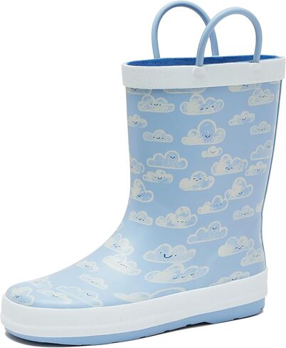 Lands' End Boys and Girls Waterproof Boots Kids and Toddler Rain Boots - Girls and Boys Rubber Rain Boots Kids Size 5 Toddler to 7 Big Kid, Slip On Girls and Boys Rain Boots with Handles in Saudi Arabia