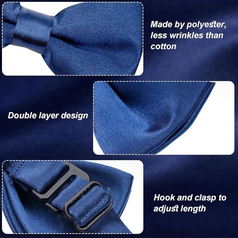 Pre-tied Kids Bow Tie Classic Solid Color Satin Bow Tie Adjustable Neck Bowtie for Kids Wedding Party in Kuwait