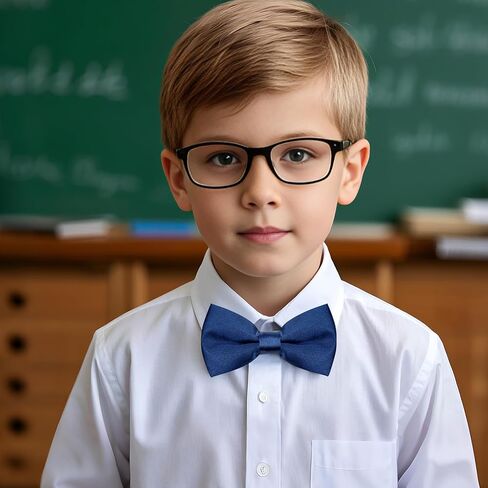 Pre-tied Kids Bow Tie Classic Solid Color Satin Bow Tie Adjustable Neck Bowtie for Kids Wedding Party in Kuwait