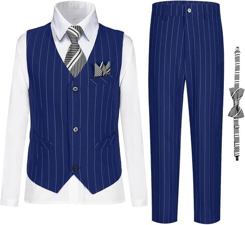 Boy Suits Stripe Tuxedo Suit Set Complete Outfit Formal Wedding Party Wear Ring Bearer Outfit in Saudi Arabia