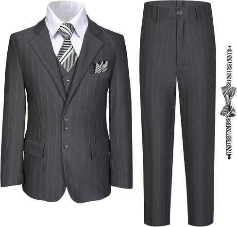 Boy Suits Stripe Tuxedo Suit Set Complete Outfit Formal Wedding Party Wear Ring Bearer Outfit in Saudi Arabia