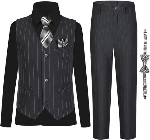 Boy Suits Stripe Tuxedo Suit Set Complete Outfit Formal Wedding Party Wear Ring Bearer Outfit in Saudi Arabia