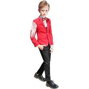 Marvelous World Boys 4-Piece Stylish Formal Tuxedo Suit Set, Suit Jacket, Pants, Vest, and Bow Tie