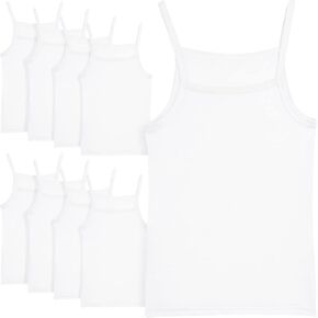 Girls Camisole - 9 Pack Tagless Cotton Cotton White Tops ، Spaghetti Strap Lundershirts for Girls (الأحجام: 2T -16)