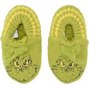 Bioworld Dr. Seuss The Grinch Fuzzy Chenille Youth Slipper Socks
