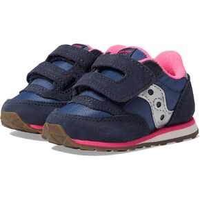 Saucony Baby Jazz Hook & Loop Sneaker, Navy/Silver/Pink, 11 US Unisex Little Kid