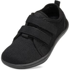 ZVC Wide Toe Box Kids/Toddler Barefoot Shoes Zero Drop Sole Sneakers Minimalist Footwear Little/Big Kids Black