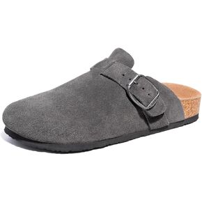 FITORY Mens Suede Clogs with Arch Support，Leather Cork Footed Mules Size 7-14