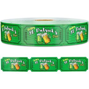 1000 Pieces St. Patrick's Day Raffle Tickets Green Shamrock Tickets Single Roll Carnival Raffle Tickets Decorations for St. Patrick's Theme Party Events Games Concert in Kuwait
