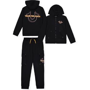 True Religion Boys Sweatshirts and Sweatpants for Kids 2 Piece Clothing Set Fleece Hoodie and Jogger Pants