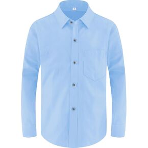 World World Marvely Boys Long Solide Cuffs Cuffs Dress Dress Shirt Kids Disual Button أسفل القمصان مع جيب الصدر