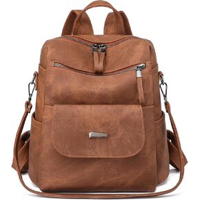 PU Leather Backpack Purse for Women Fashion Multipurpose Design Handbag Ladies Shoulder Bags Travel Backpack Brown