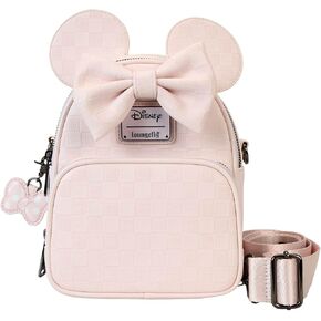 Loungefly Minnie Mouse Checkered Texture Convertible Mini Backpack & Crossbody Bag