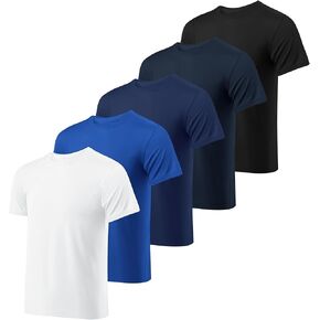 Resinta 5 Pack Boys Athletic Shirts Youth Dry-Fit Wicking T-Shirts Athletic Activewear Performance Short Sleeve Tees