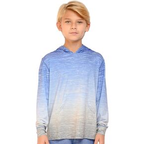INGEAR Boys' Rash Guard Long Sleeve UPF 50+ UV Protection Swim Shirt, Hooded Sun Shirt, Quick Dry Fishing Shirt for Kids