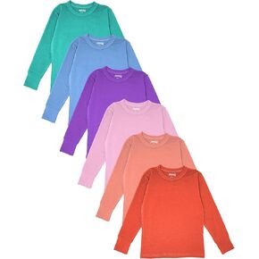 مجموعة من 6 قمصان داخلية للفتيات/الأولاد/الأطفال الصغار ذات أداء رياضي وأكمام طويلة/قمصان قطنية قابلة للتمدد بطبقة أساسية in Kuwait