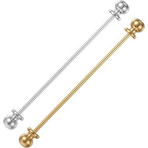 2 Pieces Collar Pin Men's Brass Ball Shirt Collar Bar Tie Pins Clip Clasp Lapel Stick Brooch Classic Collar Clips for Men(Silver, Golden)