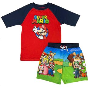 Isaac Morris Limited Super Mario Boys Swim Trunks & Rashguard Set
