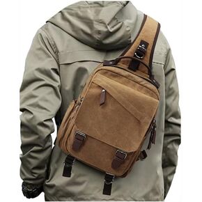 Messenger bag for Men,Small Sling Crossbody Backpack Shoulder Bag for Men Women,canvas Strap Backpack Sling Bag