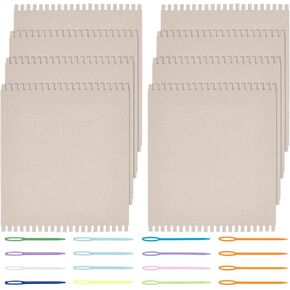 Fingerinspire 36pcs Cardboard Weaving Kit (بدون خيوط صوف) تشمل 12 درجة مئوية على نطاق واسع النسيج تلوم 24pcs إبر خياطة بلاستيكية للمبتدئين في حياكة الخياطة الكروشيه مجوهرات الحرف اليدوية -3x6-1/2