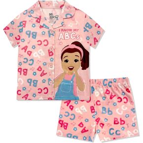 Ms. Rachel Girls Pajama Set - 2 Piece Cozy Girls Pjs, Button Down Short Sleeve & Shorts For Toddler Kids - Official Product