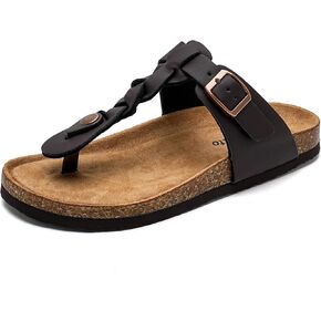 Torotto Boys Girls Cork Footbed Sandals Kids Flops flops مع الأشرطة المضفر القابلة للتعديل (طفل صغير/طفل صغير/طفل كبير)