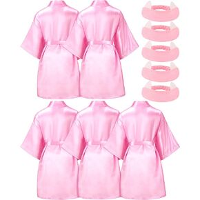 JECERY 5 Pack Spa Rets for Party Sleepover Slumper Birthday Party Squad Diy Diy Silk Satin Bathbes with -Onderband