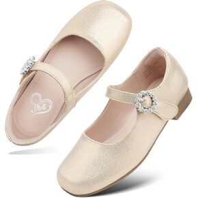 Stelle Girls Dress Shoes White Mary Jane Ballet Flats Flower School Shoes for Wedding Party Toddler/Little/Big Kid