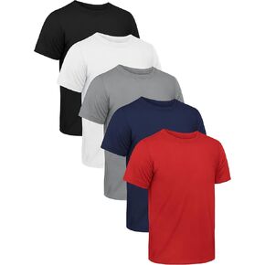QWE 5 Pack Boys قمصان الشباب الجاف FIT قمصان الرياضية الرياضية القصيرة القميص T-Shirt Tops Activewear للأولاد للشباب المراهقين 5-18 سنة