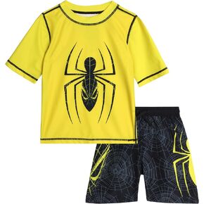 مجموعة حراسة Marvel Boys - 2 قطعة Spiderman Spidey وأصدقائه المذهلين UPF50+ Swim Swit و Swim Trunks for Boys (2T -12)