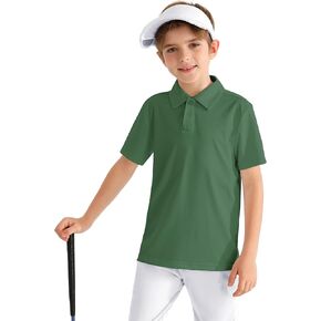 Boys' Performance Polo Shirt - Golf Grid Short Sleeve Collar Shirts Youth Stretch Quick Dry Lightweight Athletic UPF50+