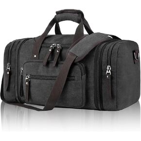 Felipe Varela Duffle Bag for Men, Canvas Expandable Duffel Bag for Travel, Mens Carry On Luggage Bags Traveling Weekender Gym Overnight Duffel Bags for Airplanes, Black in Kuwait