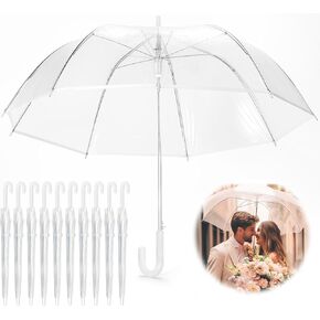 10 Pcs Clear Umbrellas Wedding bulk, Transparent Umbrellas, Windproof Large Clear Umbrella for Outdoor Events, Wedding Supplies